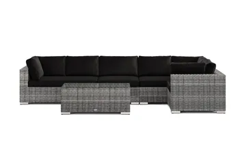 Bahamas utendørs hjørnesofa 6-seters vendbar med bord - Grå - Hagemøbler & utemiljø - Loungemøbler - Loungegrupper