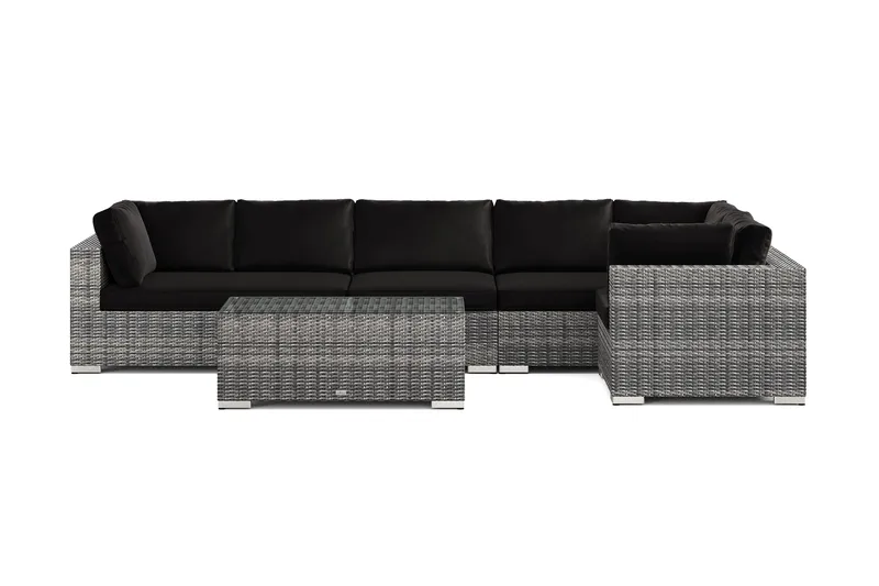 Bahamas utendørs hjørnesofa 6-seters vendbar med bord - Grå - Hagemøbler & utemiljø - Loungemøbler - Loungegrupper