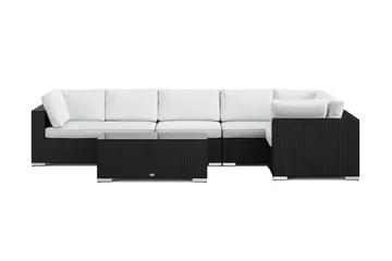 Bahamas utendørs hjørnesofa 6-seters vendbar med bord - Svart - Hagemøbler & utemiljø - Loungemøbler - Loungegrupper