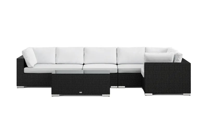 Bahamas utendørs hjørnesofa 6-seters vendbar med bord - Svart - Hagemøbler & utemiljø - Loungemøbler - Loungegrupper