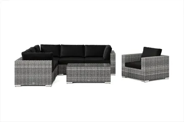 Bahamas utendørs hjørnesofa 6-seters vendbar med lenestol og bord - Grå - Hagemøbler & utemiljø - Loungemøbler - Loungegrupper