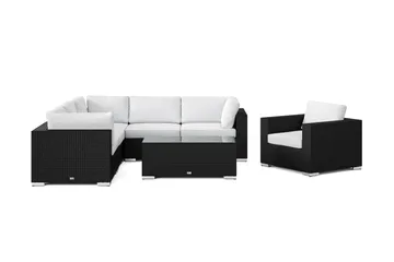 Bahamas utendørs hjørnesofa 6-seters vendbar med lenestol og bord - Svart - Hagemøbler & utemiljø - Loungemøbler - Loungegrupper