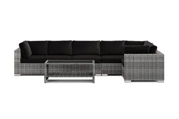 Bahamas utendørs hjørnesofa 6-seters vendbar og bord med hylle - Grå - Hagemøbler & utemiljø - Loungemøbler - Loungegrupper