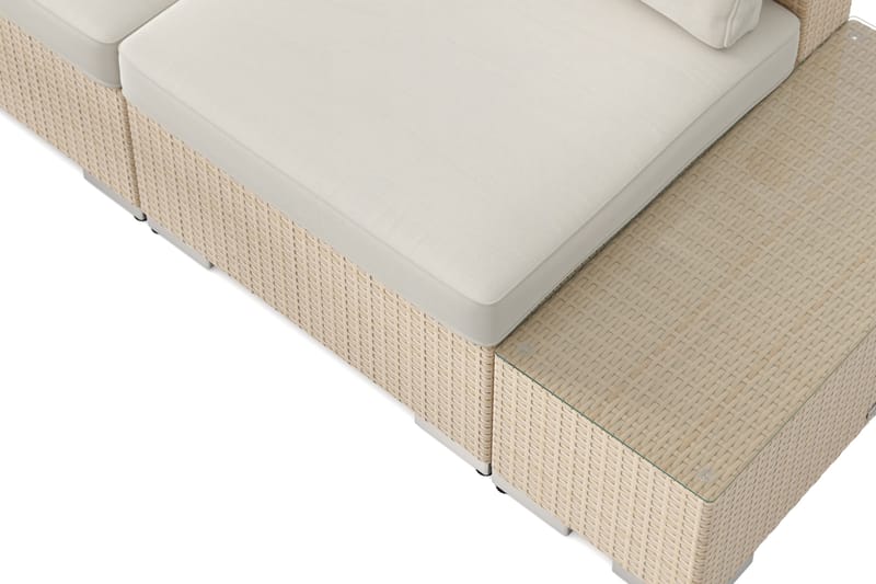 Bahamas utendørs hjørnesofa 7-seters vendbar med åpen avslutning og bord med hylle - Beige - Hagemøbler & utemiljø - Loungemøbler - Loungegrupper