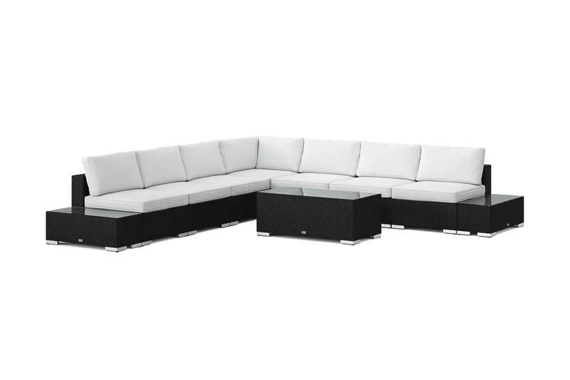 Bahamas utendørs hjørnesofa 7-seters vendbar med åpen avslutning og bord, Svart