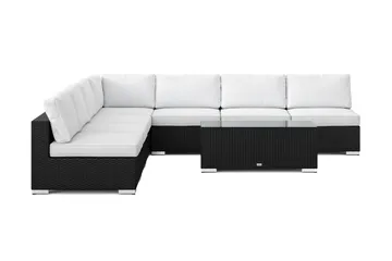Bahamas utendørs hjørnesofa 7-seters vendbar med åpen avslutning og bord - Svart - Hagemøbler & utemiljø - Loungemøbler - Loungegrupper