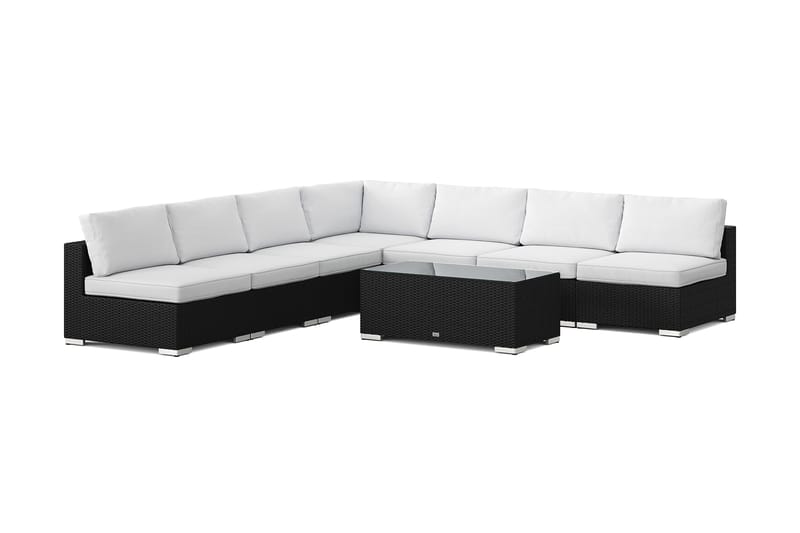 Bahamas utendørs hjørnesofa 7-seters vendbar med åpen avslutning og bord, Svart