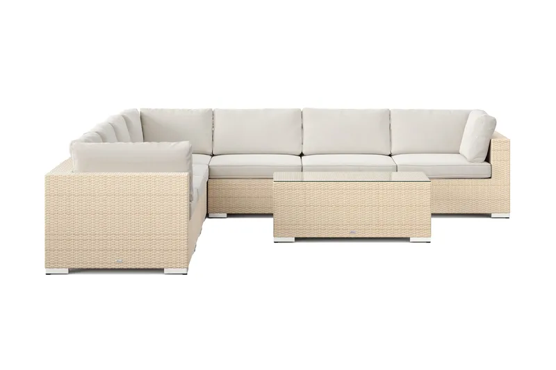 Bahamas utendørs hjørnesofa 7-seters vendbar med bord - Beige - Hagemøbler & utemiljø - Loungemøbler - Loungegrupper
