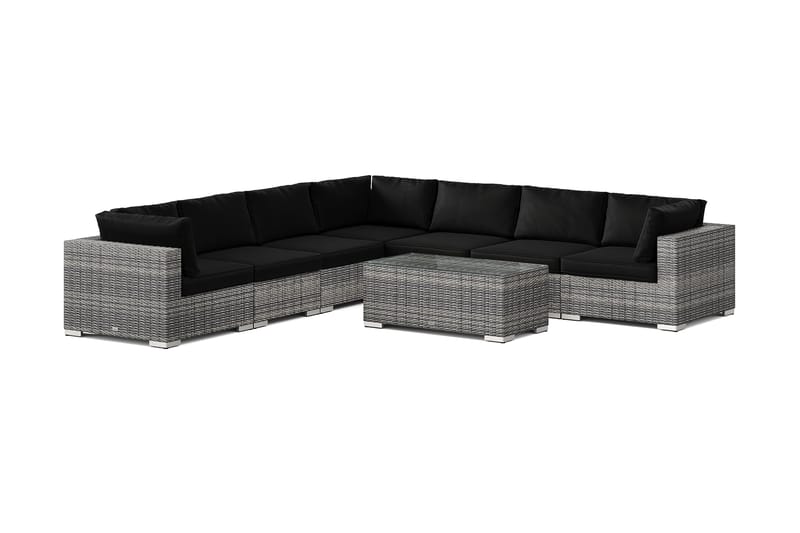Bahamas utendørs hjørnesofa 7-seters vendbar med bord, Grå