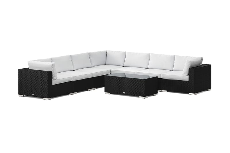 Bahamas utendørs hjørnesofa 7-seters vendbar med bord, Svart