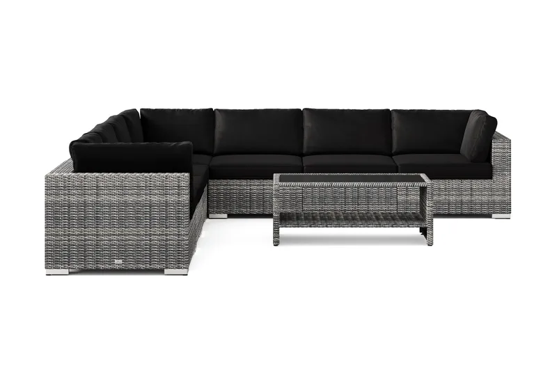 Bahamas utendørs hjørnesofa 7-seters vendbar og bord med hylle - Grå - Hagemøbler & utemiljø - Loungemøbler - Loungegrupper