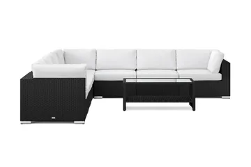 Bahamas utendørs hjørnesofa 7-seters vendbar og bord med hylle - Svart - Hagemøbler & utemiljø - Loungemøbler - Loungegrupper