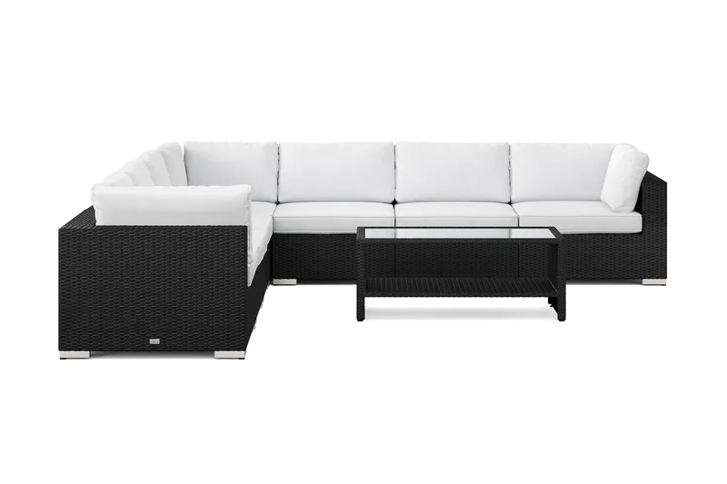 Bahamas utendørs hjørnesofa 7-seters vendbar og bord med hylle - Svart - Hagemøbler & utemiljø - Loungemøbler - Loungegrupper