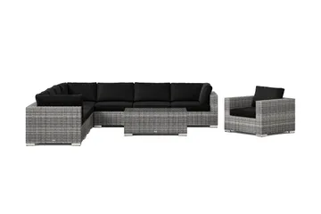 Bahamas utendørs hjørnesofa 8-seters vendbar med lenestol og bord - Grå - Hagemøbler & utemiljø - Loungemøbler - Loungegrupper