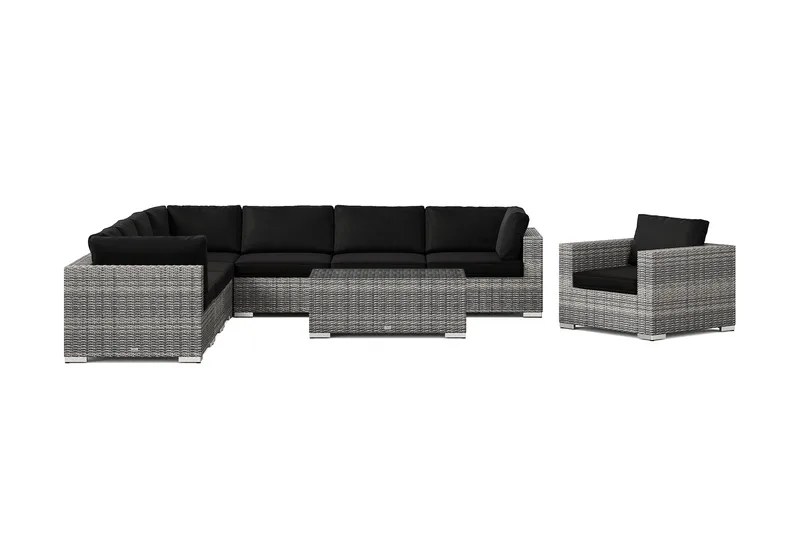 Bahamas utendørs hjørnesofa 8-seters vendbar med lenestol og bord - Grå - Hagemøbler & utemiljø - Loungemøbler - Loungegrupper