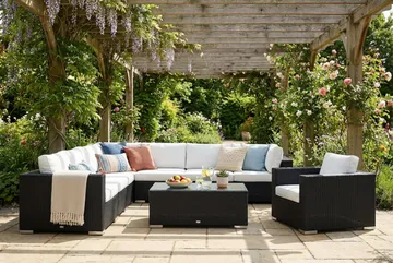 Bahamas utendørs hjørnesofa 8-seters vendbar med lenestol og bord - Svart - Hagemøbler & utemiljø - Loungemøbler - Loungegrupper