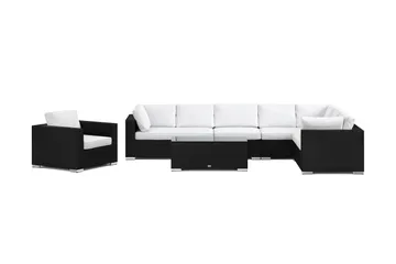 Bahamas utendørs L-sofa venstre 8-seters med lenestol og bord - Svart - Hagemøbler & utemiljø - Loungemøbler - Loungegrupper