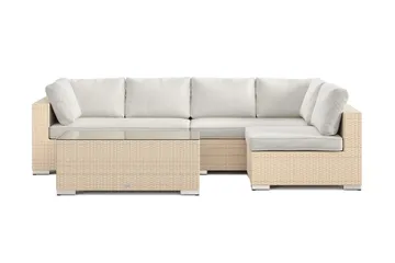 Bahamas utendørs loungegruppe 5-seters med vendbar sjeselong og bord - Beige - Hagemøbler & utemiljø - Loungemøbler - Loungegrupper