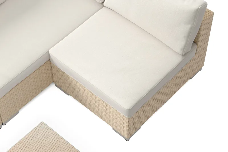 Bahamas utendørs loungegruppe 5-seters med vendbar sjeselong og bord - Beige - Hagemøbler & utemiljø - Loungemøbler - Loungegrupper