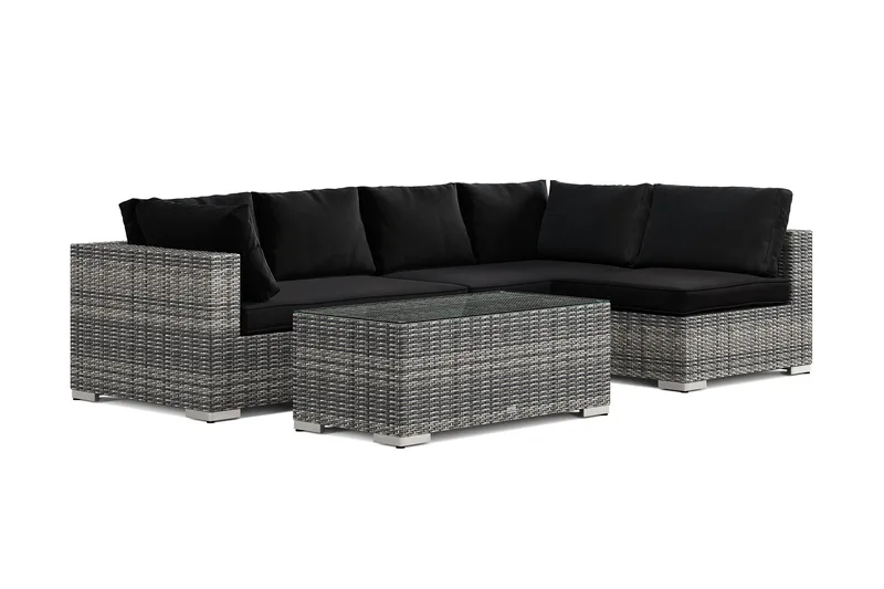 Bahamas utendørs loungegruppe 5-seters med vendbar sjeselong og bord, Grå