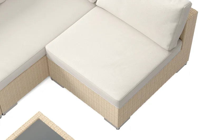 Bahamas utendørs loungegruppe 5-seters med vendbar sjeselong og bord med hylle - Beige - Hagemøbler & utemiljø - Loungemøbler - Loungegrupper