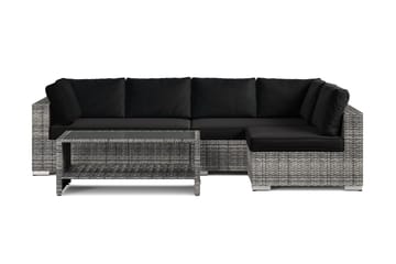 Bahamas utendørs loungegruppe 5-seters med vendbar sjeselong og bord med hylle - Grå - Hagemøbler & utemiljø - Loungemøbler - Loungegrupper