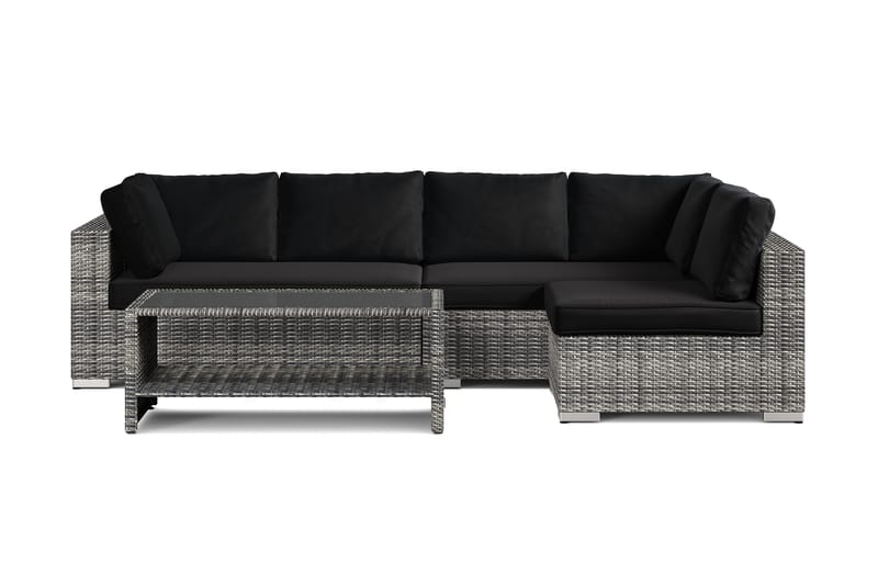 Bahamas utendørs loungegruppe 5-seters med vendbar sjeselong og bord med hylle - Grå - Hagemøbler & utemiljø - Loungemøbler - Loungegrupper