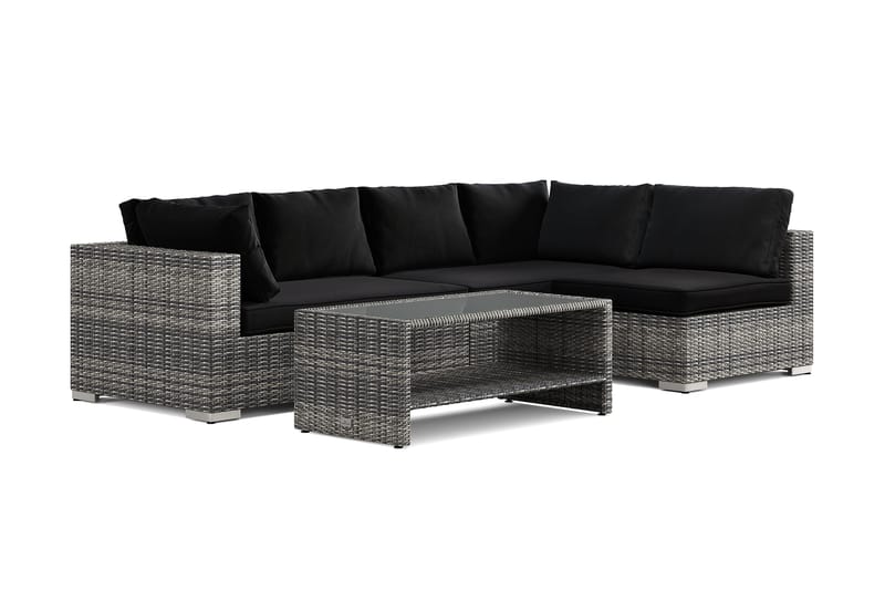 Bahamas utendørs loungegruppe 5-seters med vendbar sjeselong og bord med hylle, Grå