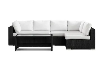 Bahamas utendørs loungegruppe 5-seters med vendbar sjeselong og bord med hylle - Svart - Hagemøbler & utemiljø - Loungemøbler - Loungegrupper