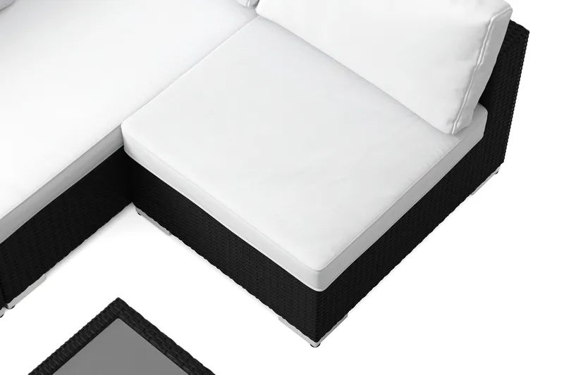 Bahamas utendørs loungegruppe 5-seters med vendbar sjeselong og bord med hylle - Svart - Hagemøbler & utemiljø - Loungemøbler - Loungegrupper