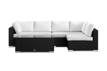 Bahamas utendørs loungegruppe 5-seters med vendbar sjeselong og bord - Svart - Hagemøbler & utemiljø - Loungemøbler - Loungegrupper