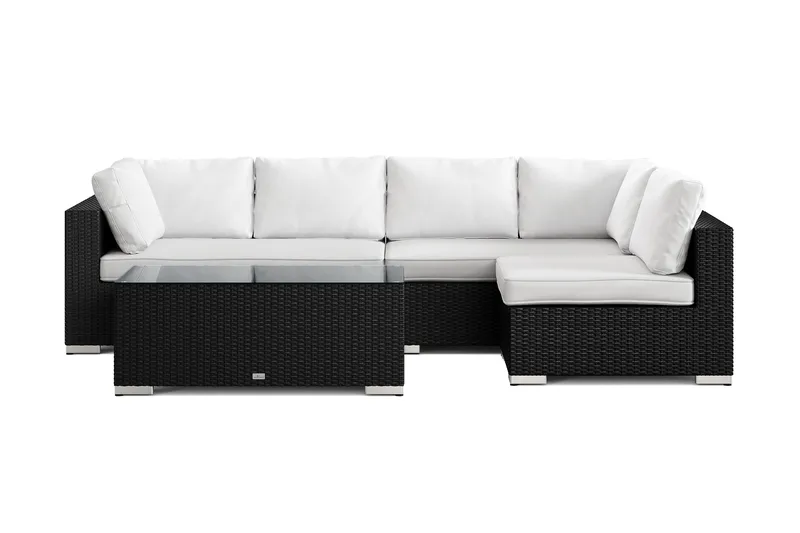 Bahamas utendørs loungegruppe 5-seters med vendbar sjeselong og bord - Svart - Hagemøbler & utemiljø - Loungemøbler - Loungegrupper