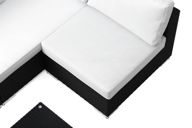 Bahamas utendørs loungegruppe 5-seters med vendbar sjeselong og bord - Svart - Hagemøbler & utemiljø - Loungemøbler - Loungegrupper