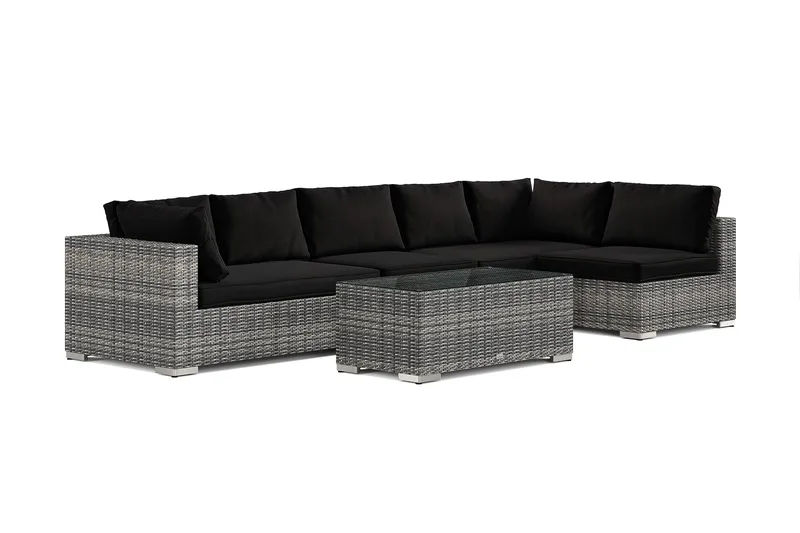 Bahamas utendørs loungegruppe 6-seters med vendbar sjeselong og bord, Grå