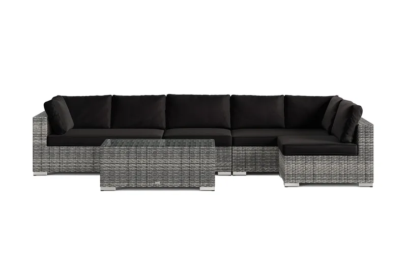 Bahamas utendørs loungegruppe 6-seters med vendbar sjeselong og bord - Grå - Hagemøbler & utemiljø - Loungemøbler - Loungegrupper