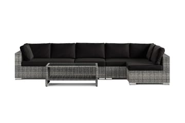 Bahamas utendørs loungegruppe 6-seters med vendbar sjeselong og bord med hylle - Grå - Hagemøbler & utemiljø - Loungemøbler - Loungegrupper