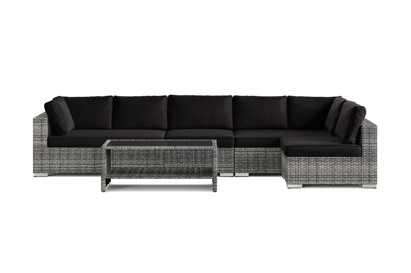 Bahamas utendørs loungegruppe 6-seters med vendbar sjeselong og bord med hylle - Grå - Hagemøbler & utemiljø - Loungemøbler - Loungegrupper