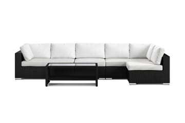 Bahamas utendørs loungegruppe 6-seters med vendbar sjeselong og bord med hylle - Svart - Hagemøbler & utemiljø - Loungemøbler - Loungegrupper