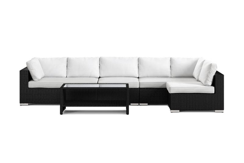 Bahamas utendørs loungegruppe 6-seters med vendbar sjeselong og bord med hylle - Svart - Hagemøbler & utemiljø - Loungemøbler - Loungegrupper