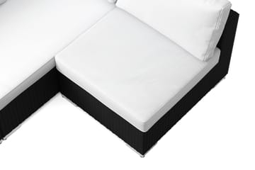 Bahamas utendørs loungegruppe 6-seters med vendbar sjeselong og bord med hylle - Svart - Hagemøbler & utemiljø - Loungemøbler - Loungegrupper