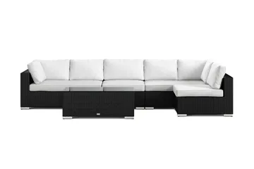 Bahamas utendørs loungegruppe 6-seters med vendbar sjeselong og bord - Svart - Hagemøbler & utemiljø - Loungemøbler - Loungegrupper