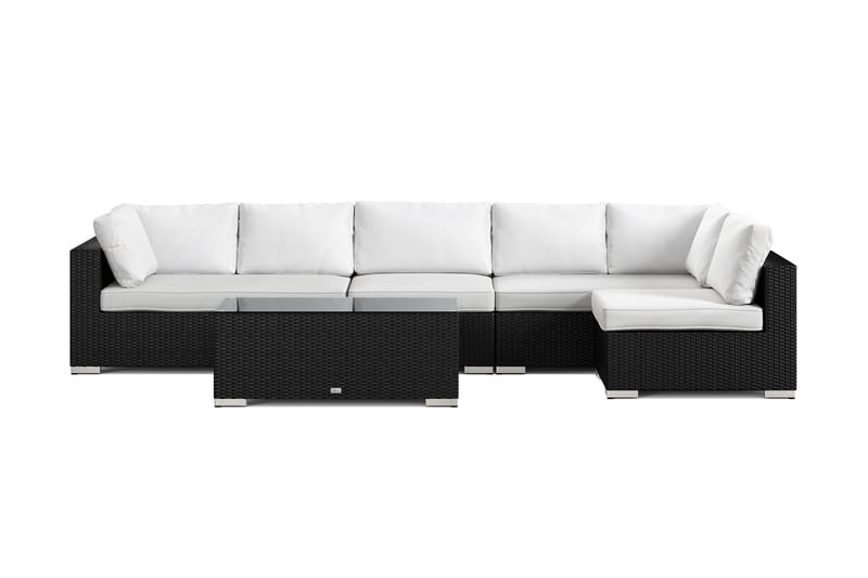 Bahamas utendørs loungegruppe 6-seters med vendbar sjeselong og bord - Svart - Hagemøbler & utemiljø - Loungemøbler - Loungegrupper