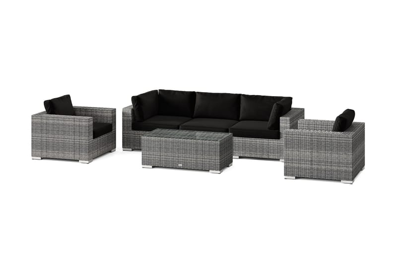 Bahamas utendørs sofagruppe 5-seters med to lenestoler og bord, Grå