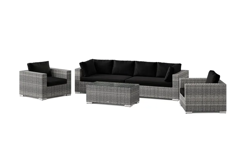 Bahamas utendørs sofagruppe 6-seters med to lenestoler og bord, Grå