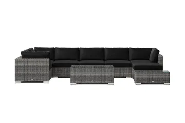 Bahamas utendørs U-sofa 7-seters vendbar divan med åpen avslutning og bord - Grå - Hagemøbler & utemiljø - Loungemøbler - Loungegrupper