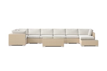 Bahamas utendørs U-sofa 8-seters vendbar divan med åpen avslutning og bord - Beige - Hagemøbler & utemiljø - Loungemøbler - Loungegrupper