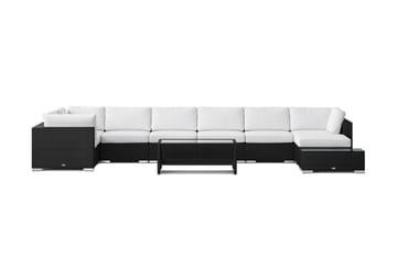 Bahamas utendørs U-sofa 8-seters vendbar divan med åpen avslutning og bord med hylle - Svart - Hagemøbler & utemiljø - Loungemøbler - Loungegrupper