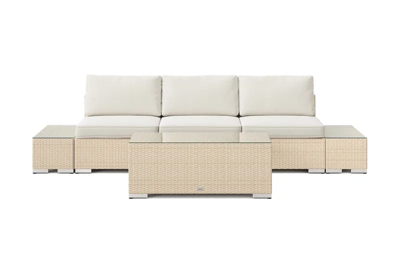 Bahamas utesofa 3-seters med bord - Beige - Hagemøbler & utemiljø - Loungemøbler - Loungegrupper