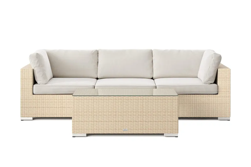 Bahamas utesofa 3-seters med bord - Beige - Hagemøbler & utemiljø - Loungemøbler - Loungegrupper