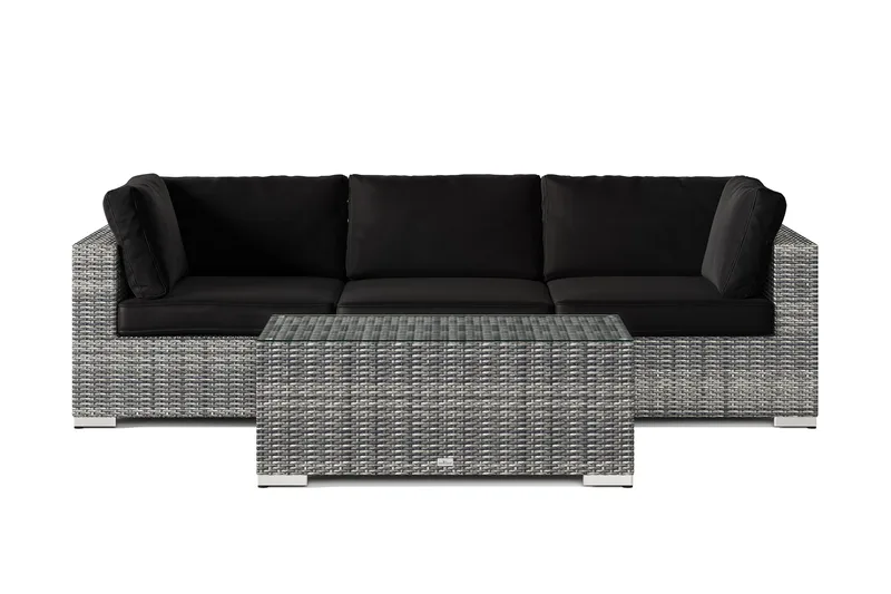Bahamas utesofa 3-seters med bord - Grå - Hagemøbler & utemiljø - Loungemøbler - Loungegrupper